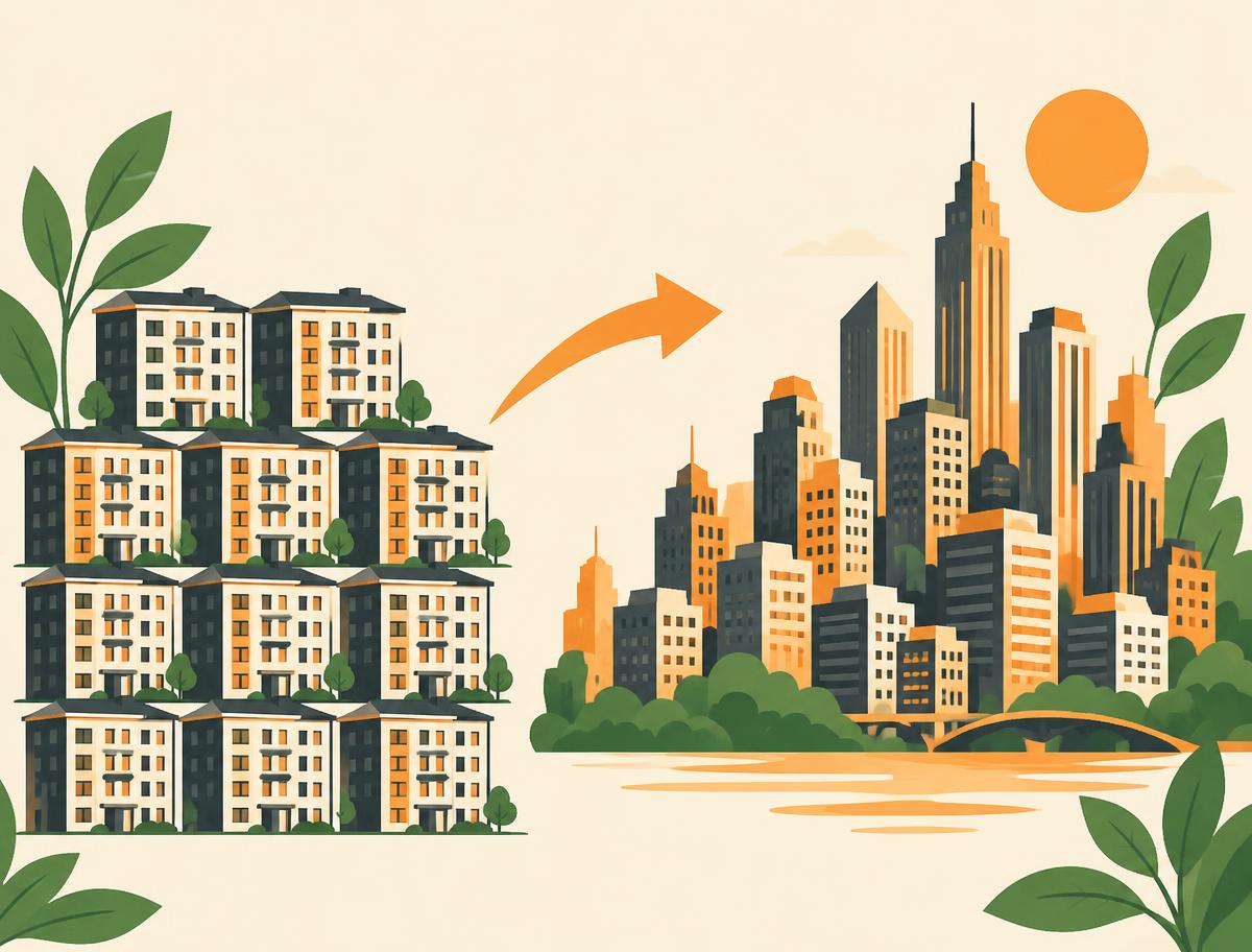 Estates grouped into a growing green city